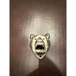 Vintage Style Cast Iron Grizzly Bear Bottle Opener Wall Mount Man Cave Cabin